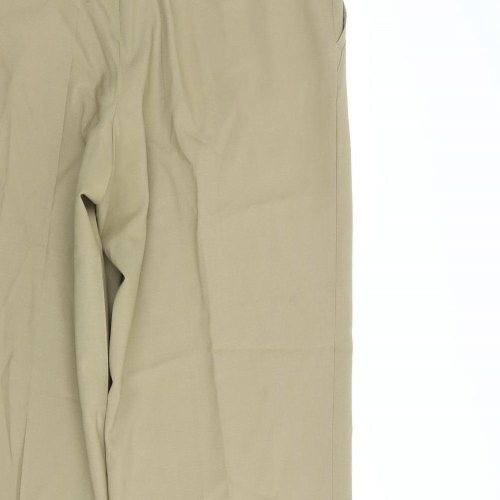 Meyer Mens Beige Polyester Dress Pants Trousers Size 34 in L31 in Regular Button