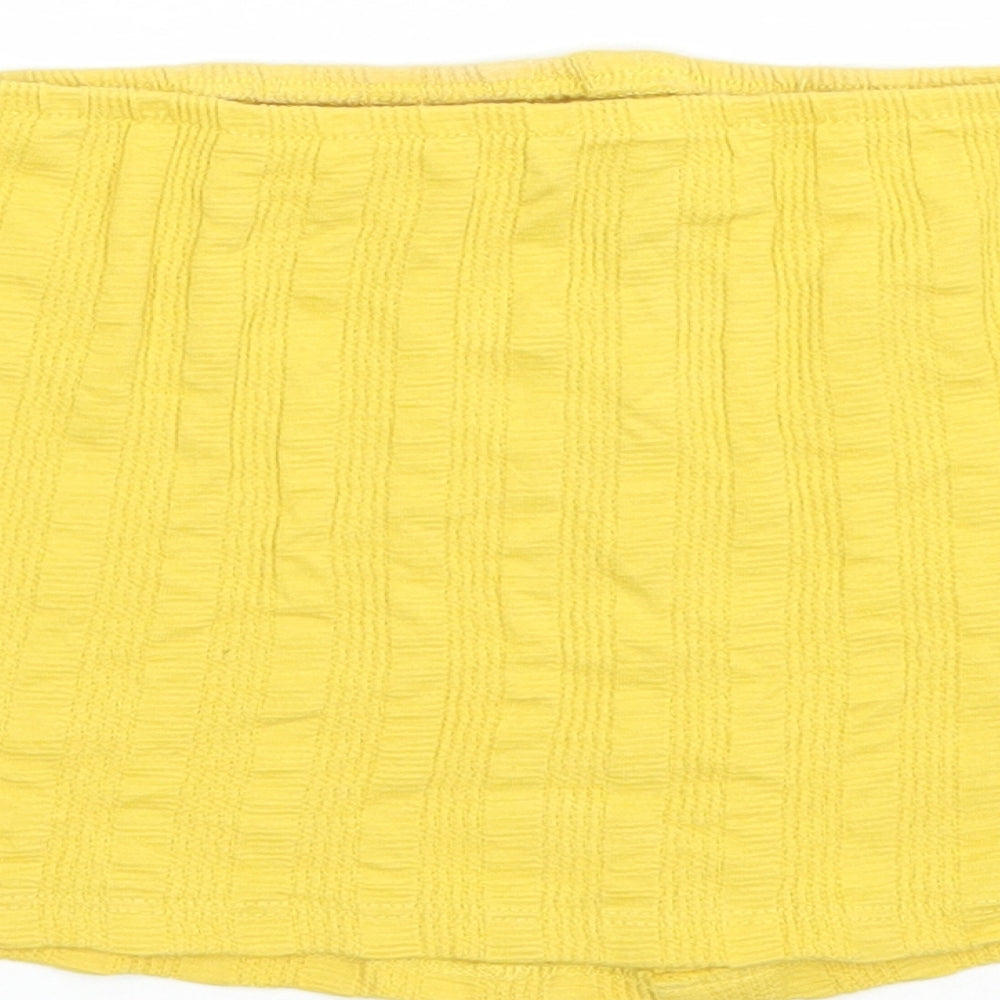 New Look Womens Yellow Cotton Cropped Tank Size 14 Off the Shoulder