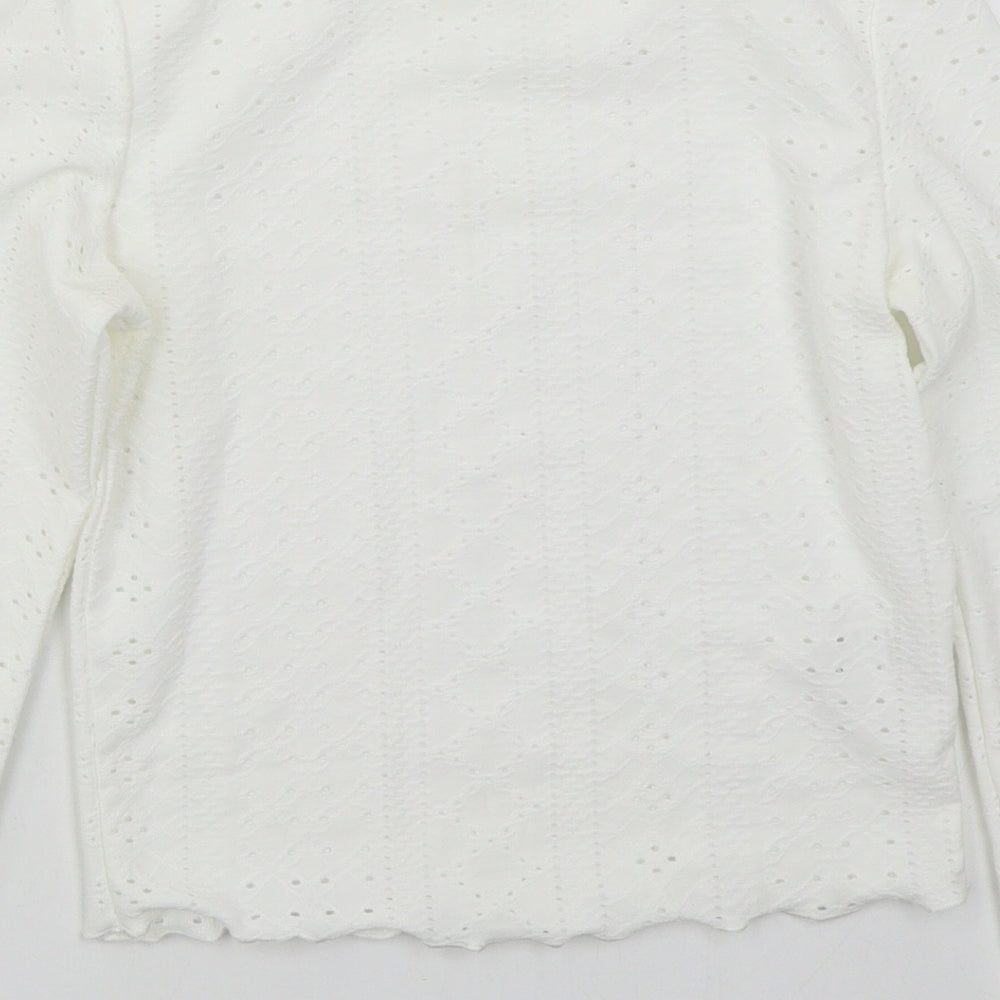 SheIn Girls White Polyester Basic T-Shirt Size 10 Years Mock Neck Pullover