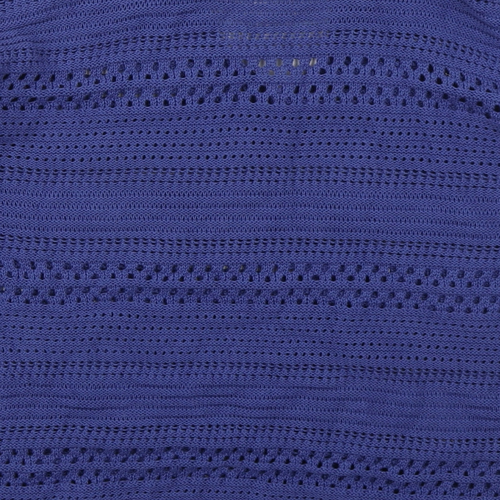 Papaya Womens Blue V-Neck Cotton Pullover Jumper Size M
