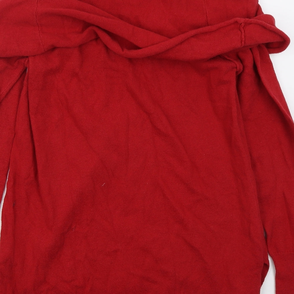 Shrinking Violet Womens Red Roll Neck Cotton Pullover Jumper Size L