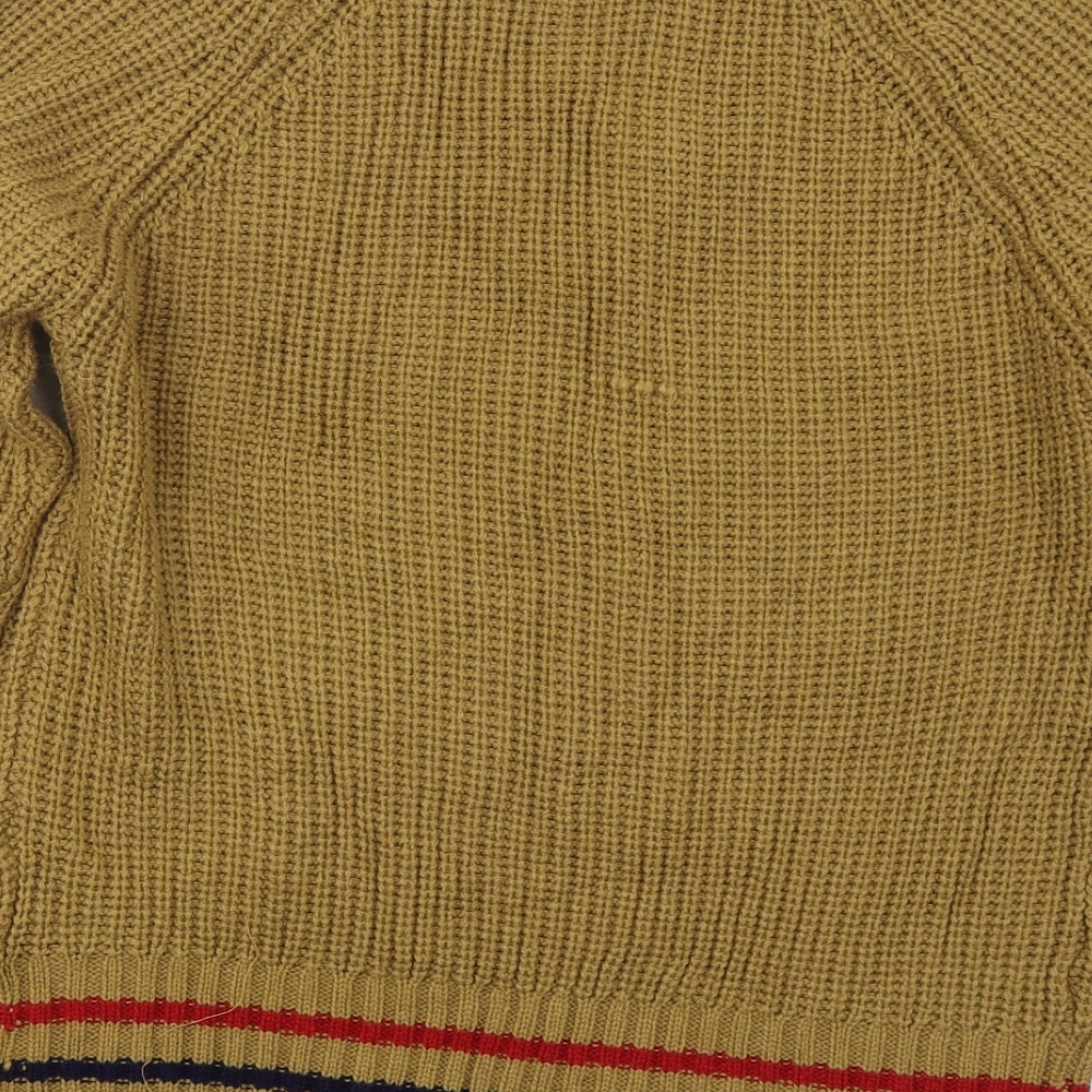 QED London Womens Beige V-Neck Acrylic Pullover Jumper Size S