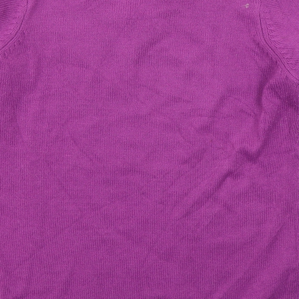 EWM Womens Pink V-Neck Acrylic Pullover Jumper Size M