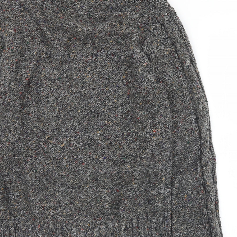 Puritan Mens Grey Collared Acrylic Pullover Jumper Size M