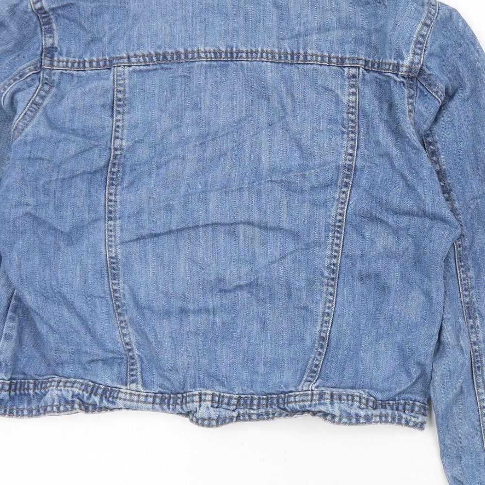 Avenue Womens Blue Jacket Size S Button