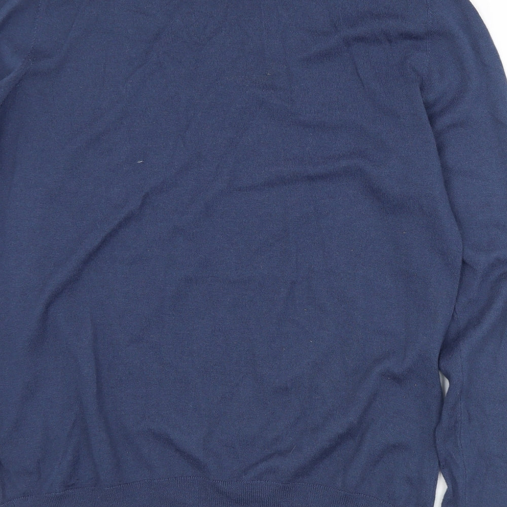 Lachlan Mens Blue V-Neck Acrylic Pullover Jumper Size L