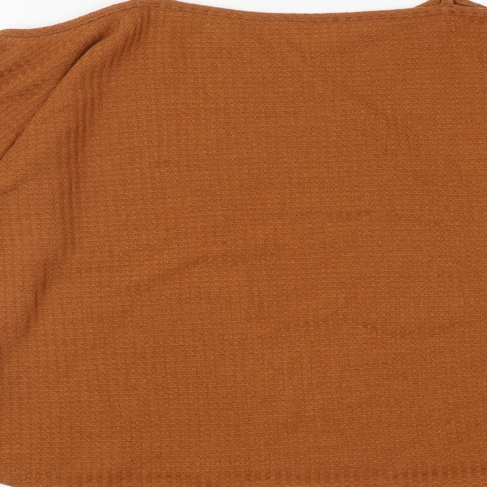 SheIn Womens Brown Viscose Basic Blouse Size L V-Neck