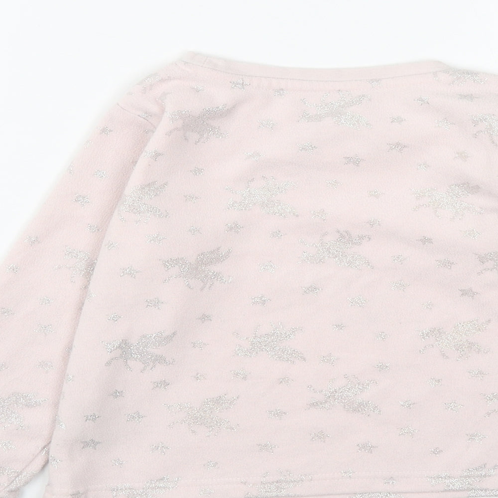 Matalan Girls Pink Polyester Pullover Sweatshirt Size 6 Years - Unicorn