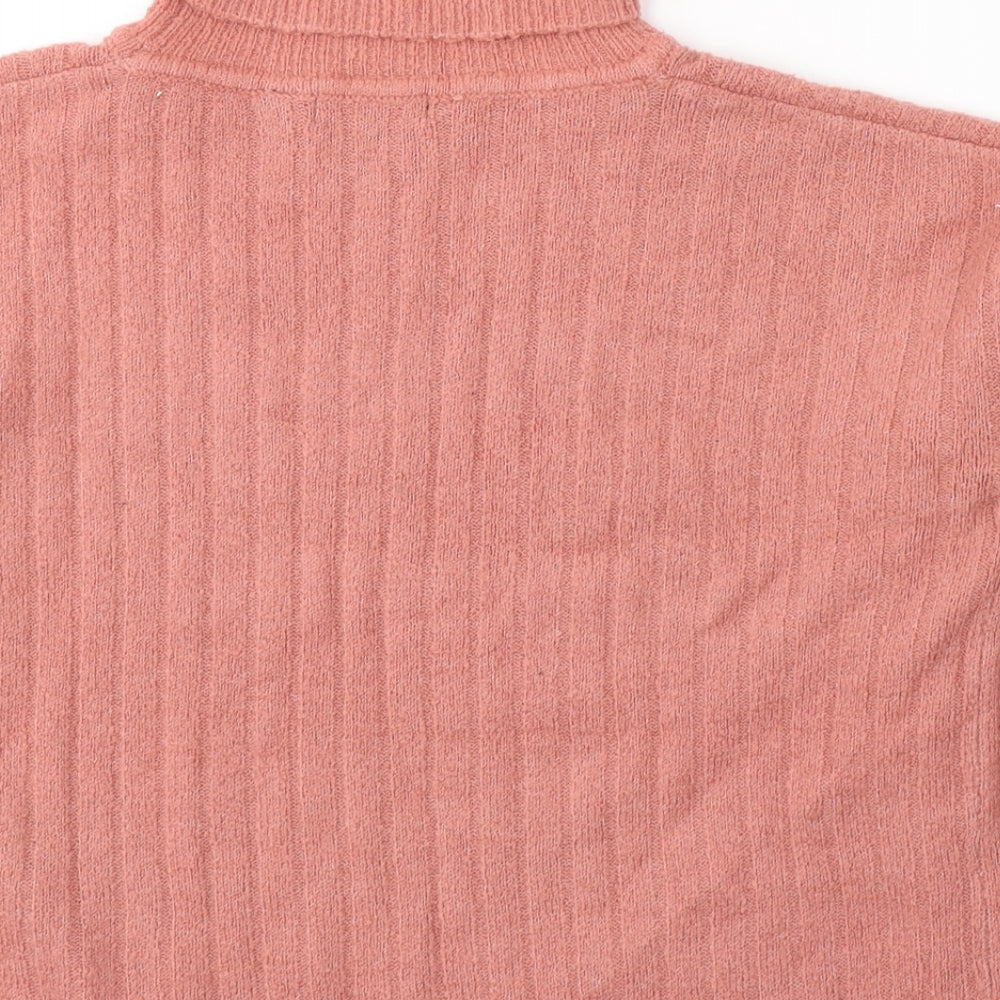 Brave Soul Womens Pink Roll Neck Acrylic Pullover Jumper Size S