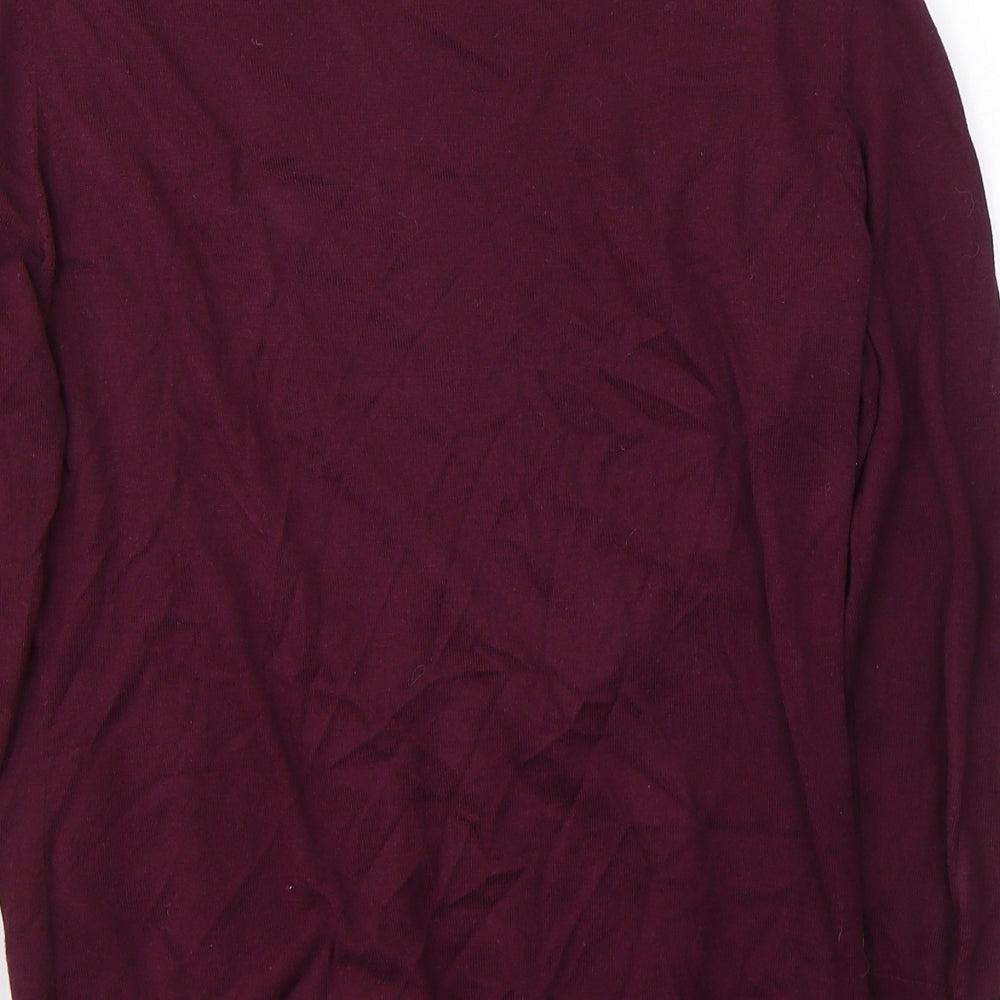 H&M Womens Red Round Neck Cotton Cardigan Jumper Size M