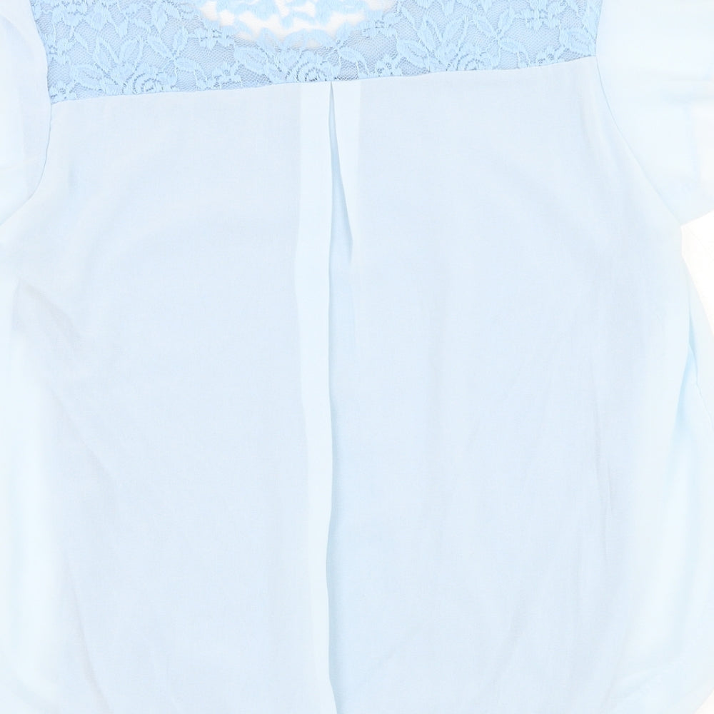 Preworn Womens Blue Polyester Basic Blouse Size M Round Neck
