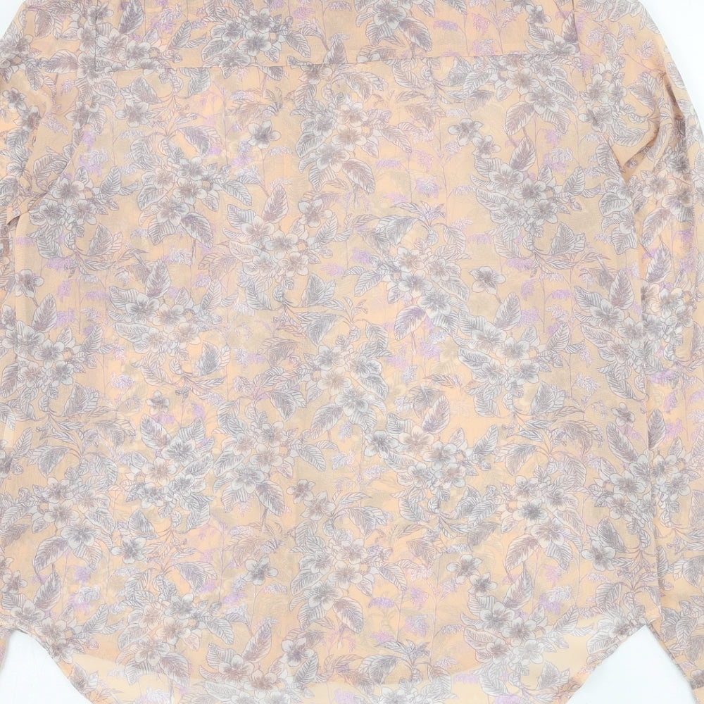 New Look Womens Pink Floral Polyester Basic Button-Up Size 8 Collared