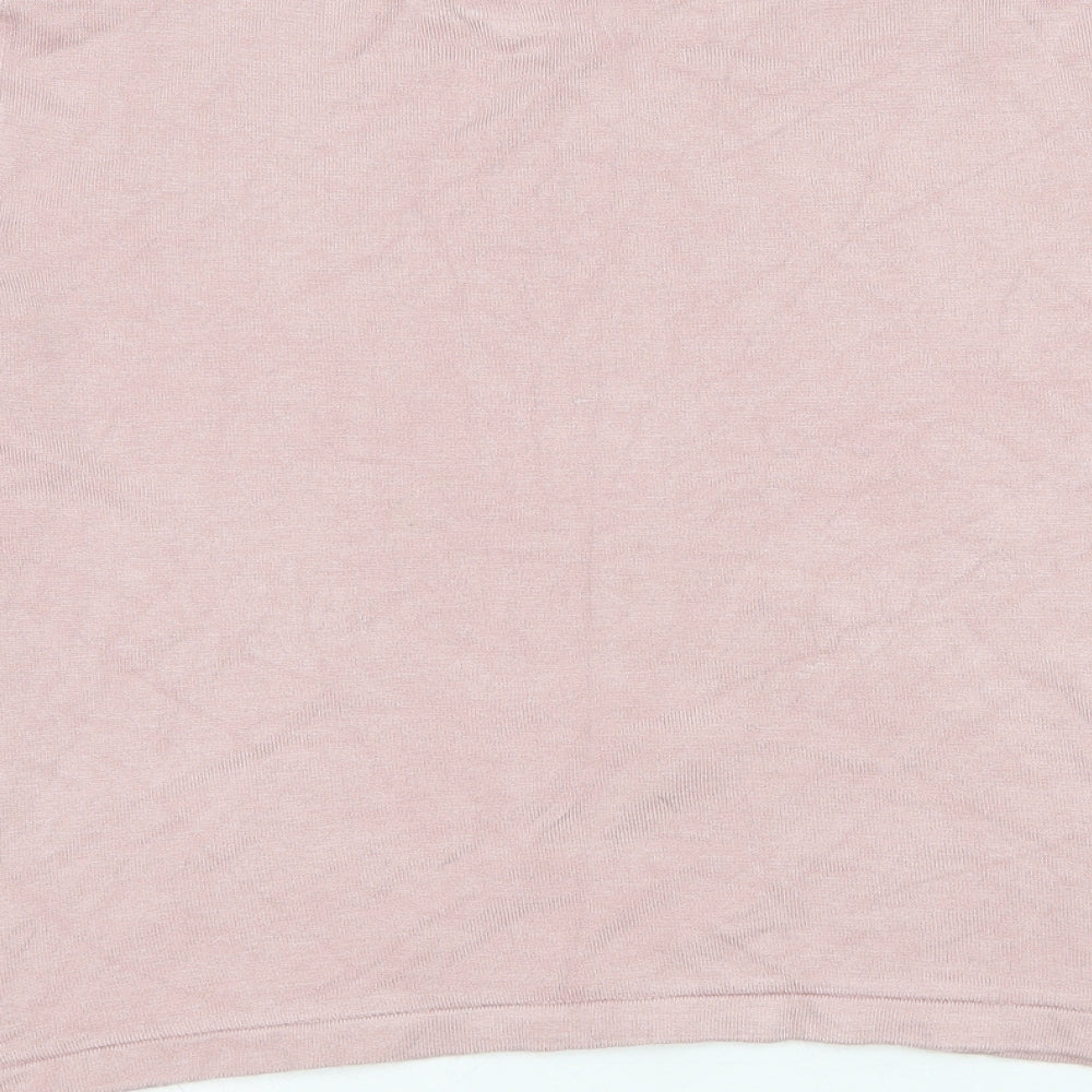 Alexara Womens Pink Round Neck Viscose Pullover Jumper Size M