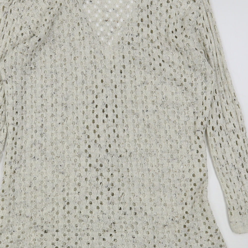 Select Womens Beige V-Neck Acrylic Cardigan Jumper Size 10
