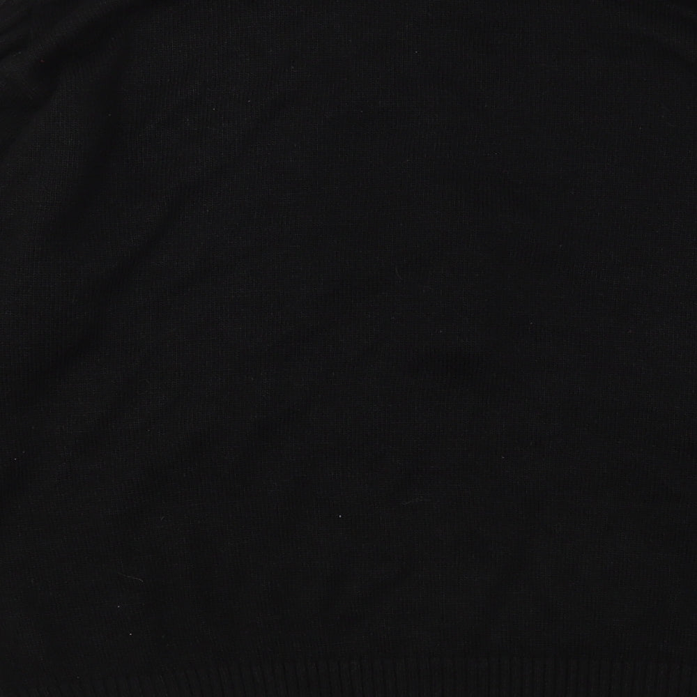 Compliments Womens Black Round Neck Acrylic Pullover Jumper Size 16