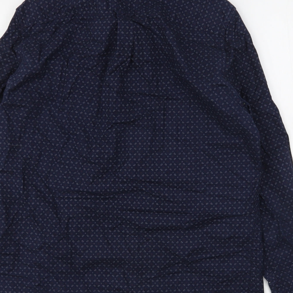 Burton Mens Blue Paisley Cotton Button-Up Size S Collared