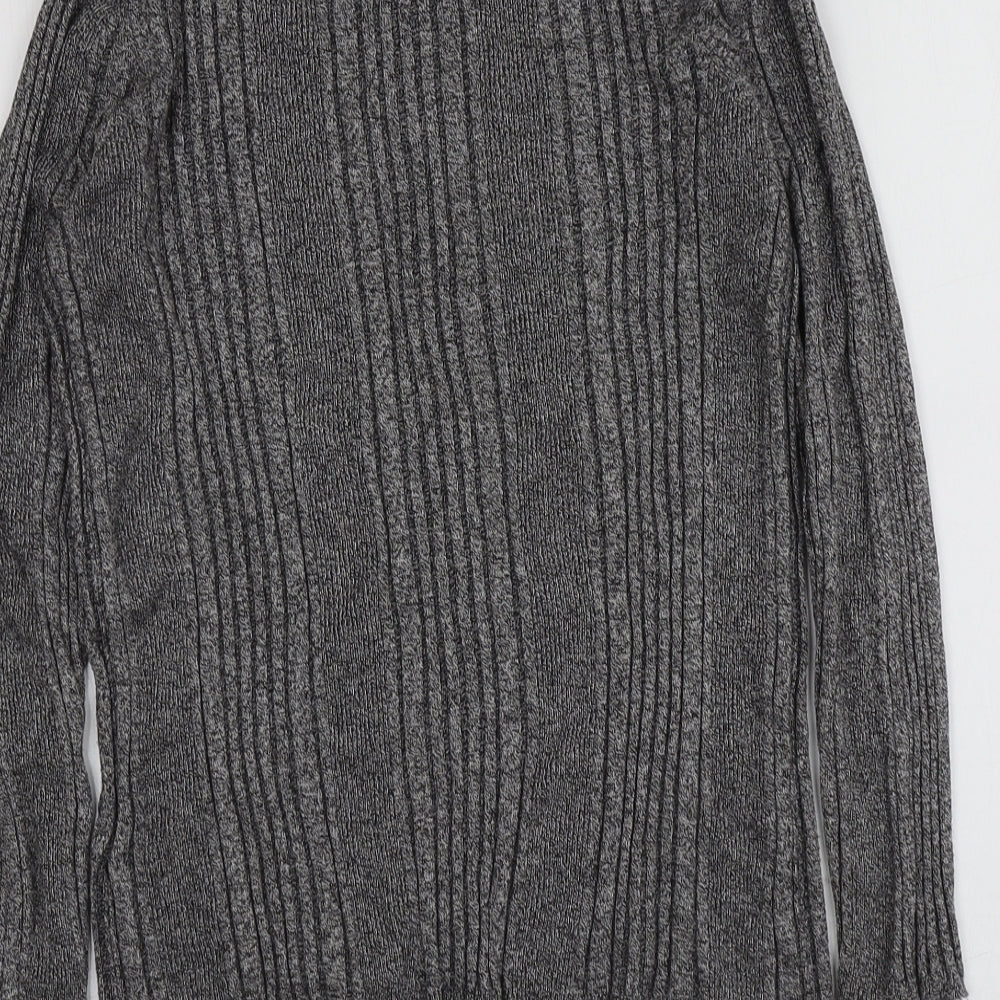 Marks & Spencer Womens Grey Round Neck Viscose Pullover Jumper Size 14