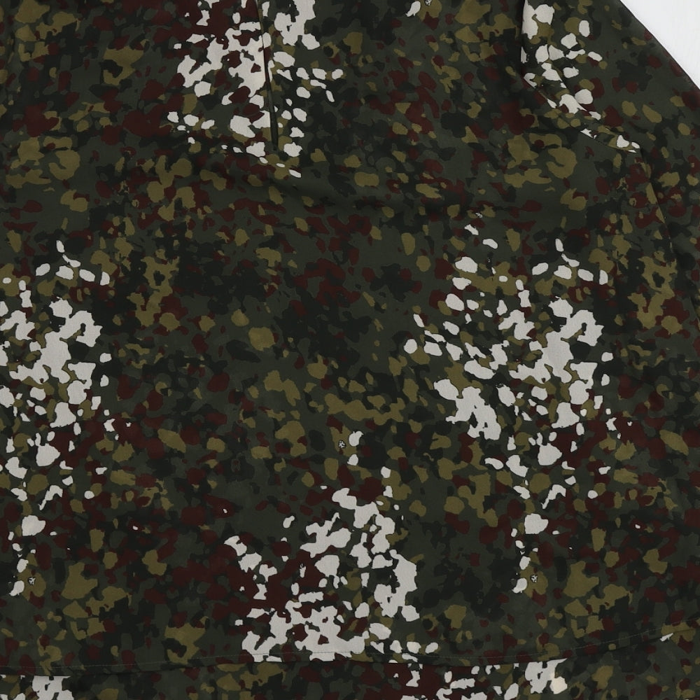 Silvian Heach Womens Green Camouflage Polyester Basic Blouse Size S Round Neck