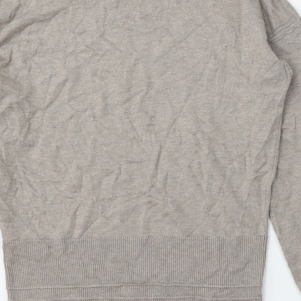 NEXT Womens Beige Round Neck Viscose Pullover Jumper Size 8