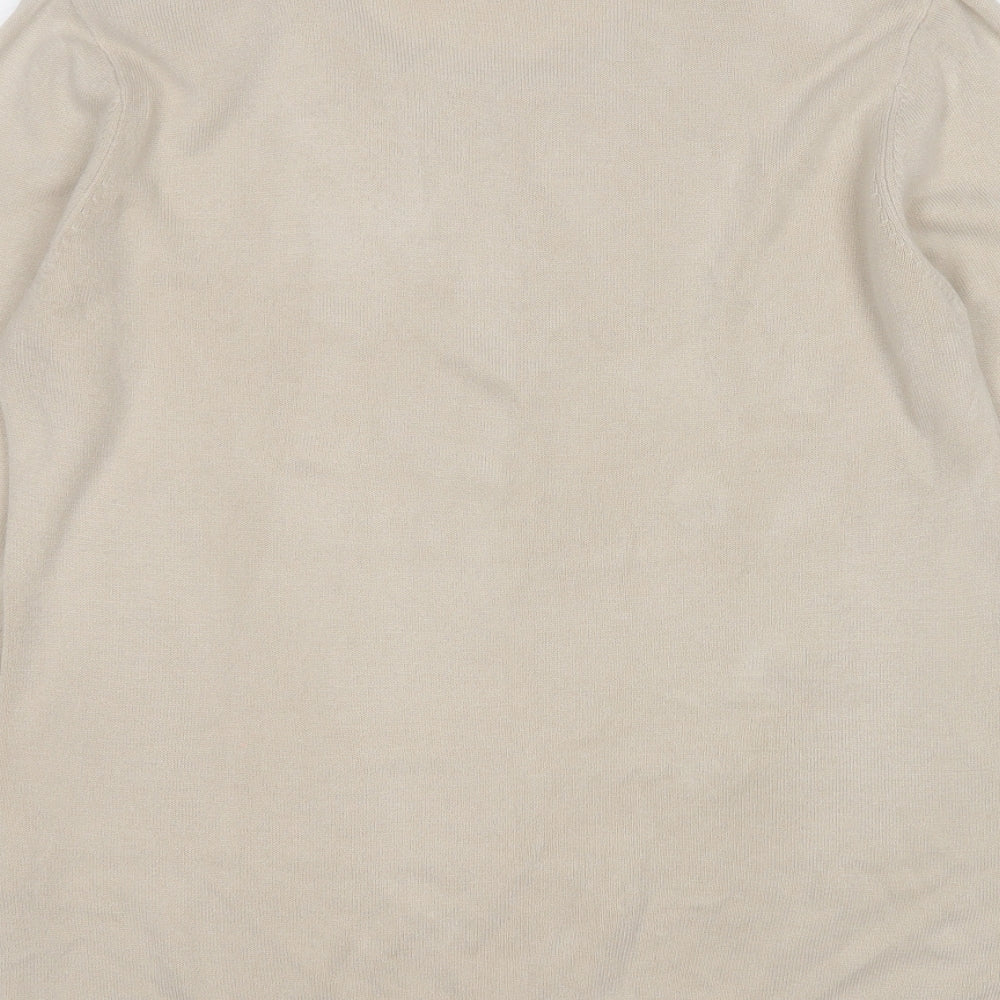 Roman Originals Womens Beige Round Neck Acrylic Pullover Jumper Size S