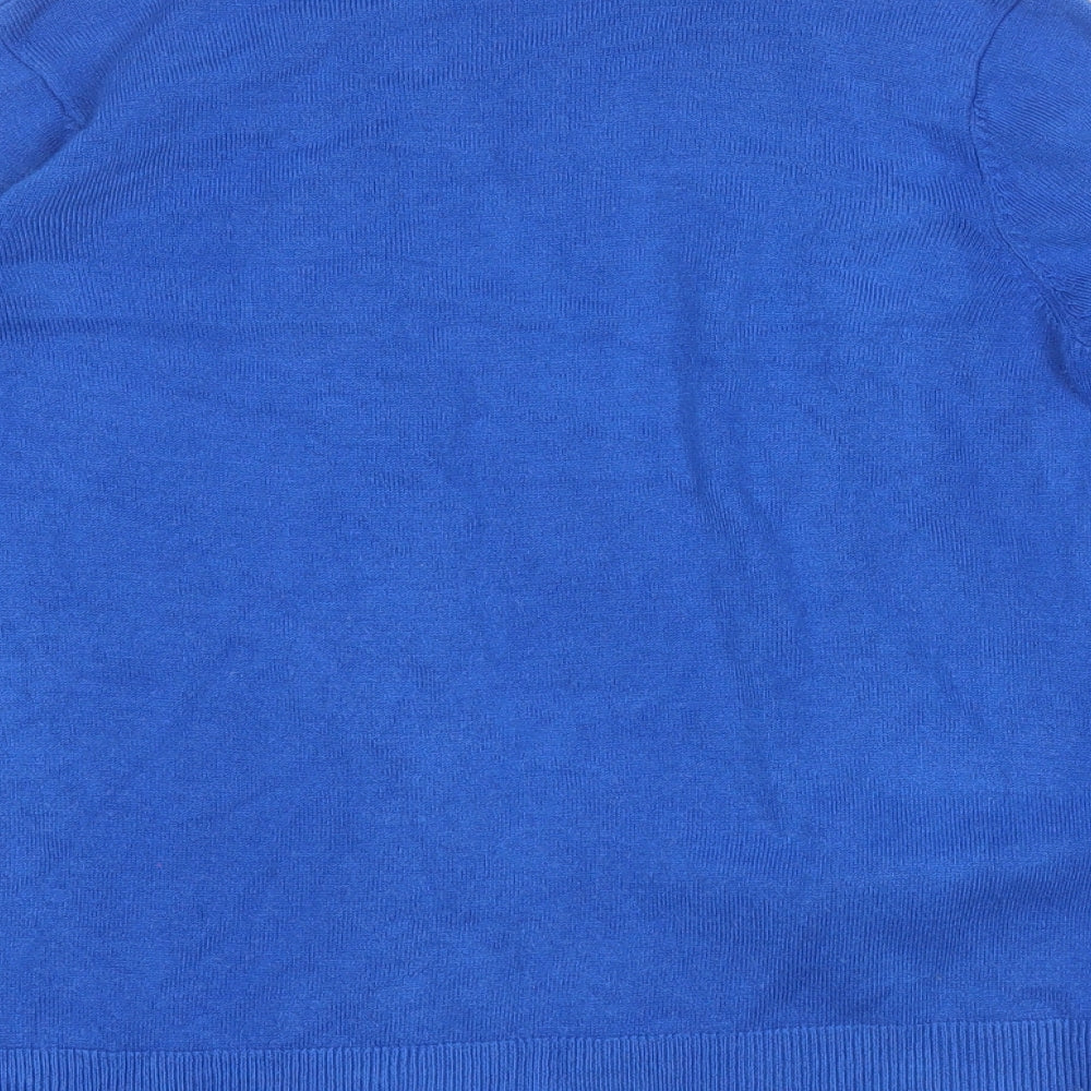 Marks & Spencer Womens Blue V-Neck Acrylic Cardigan Jumper Size S