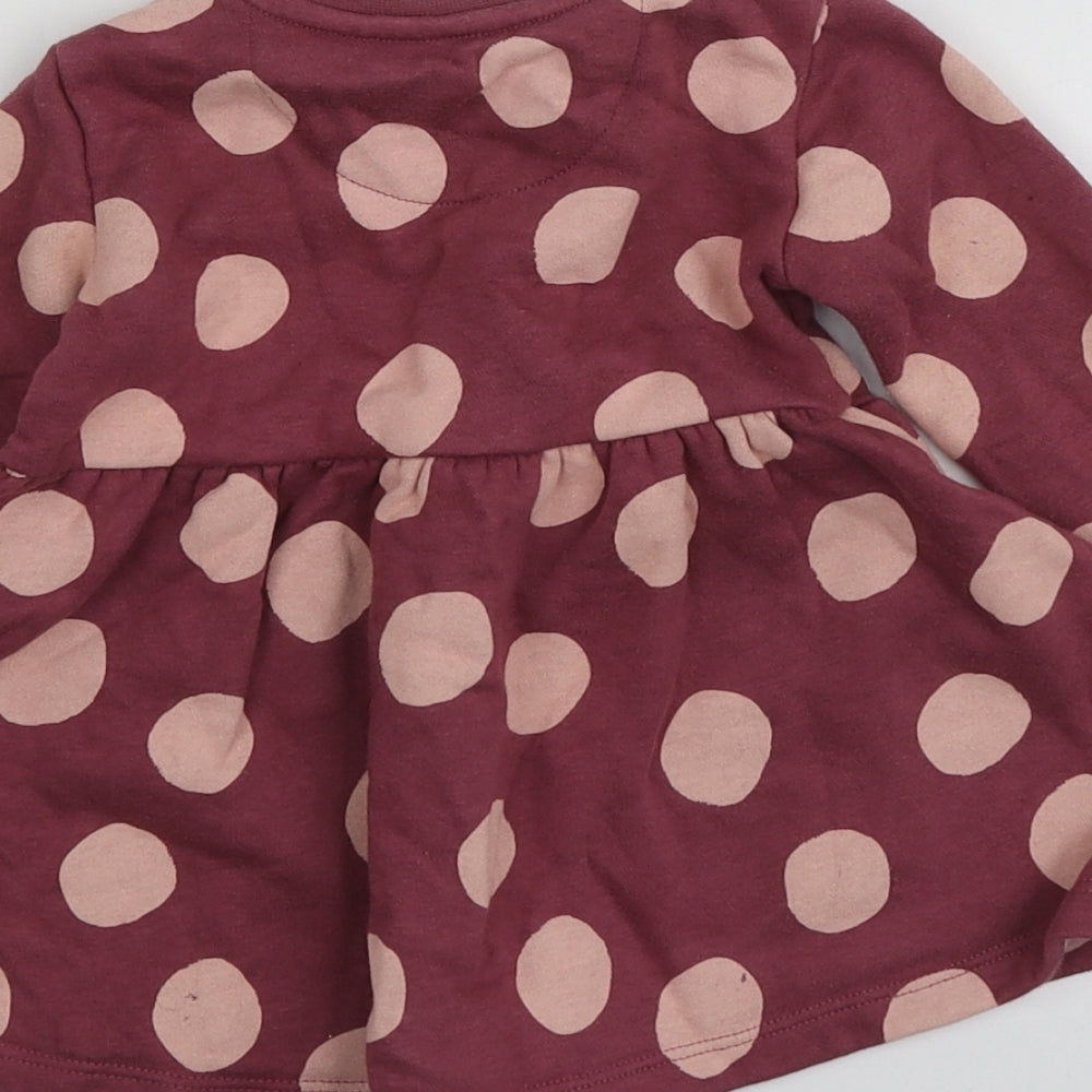 FRED&FLO Girls Pink Polka Dot Basic T-Shirt Size 3-6 Months Round Neck