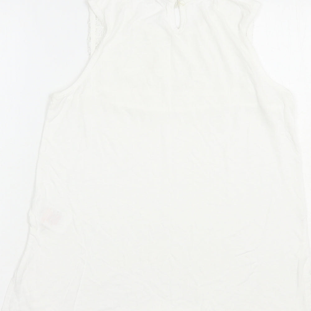 Peacocks Womens White Viscose Basic Tank Size 8 Crew Neck