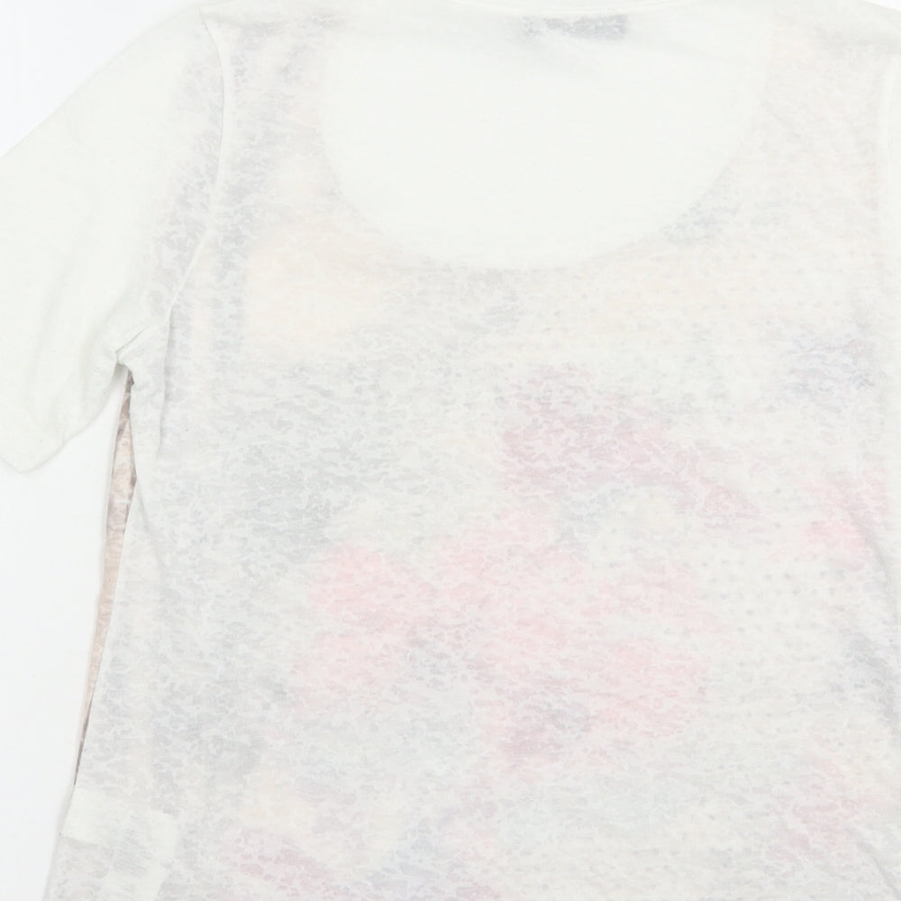 APANAGE Womens White Polyester Basic T-Shirt Size 10 Scoop Neck