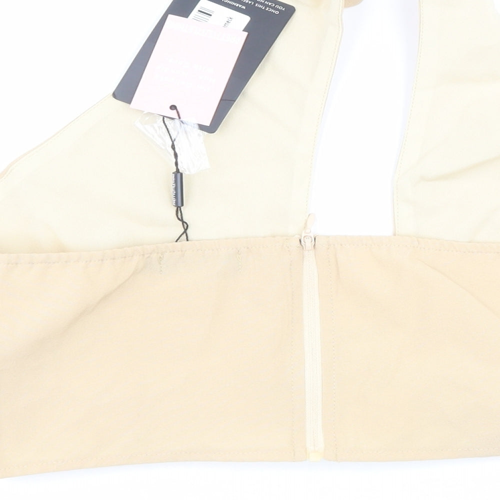 PRETTYLITTLETHING Womens Beige Polyester Jersey Tank Size 12 Halter
