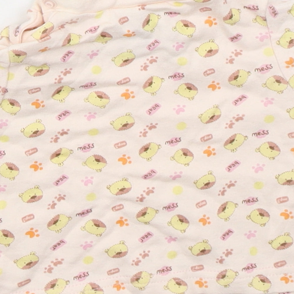 Rockababy Girls Pink Cotton Basic T-Shirt Size 3-6 Months Crew Neck Pullover - Bear Mess