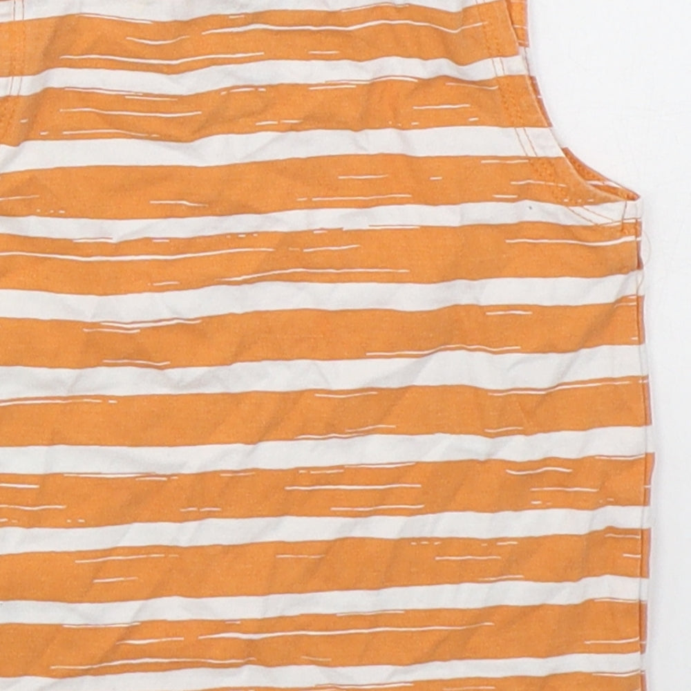 F&F Boys Orange Striped Cotton Basic Tank Size 6-9 Months Crew Neck Pullover