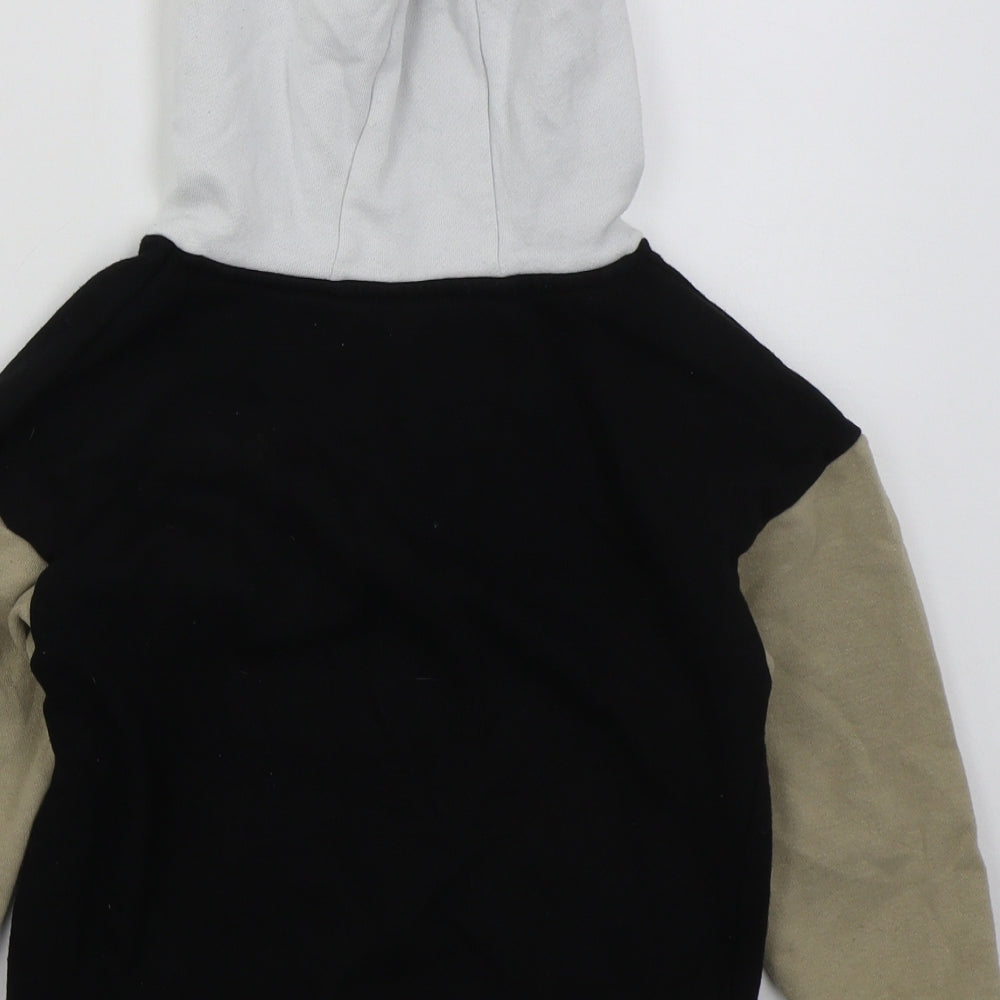 Primark Boys Black Colourblock Cotton Pullover Hoodie Size 6-7 Years Pullover - Dude