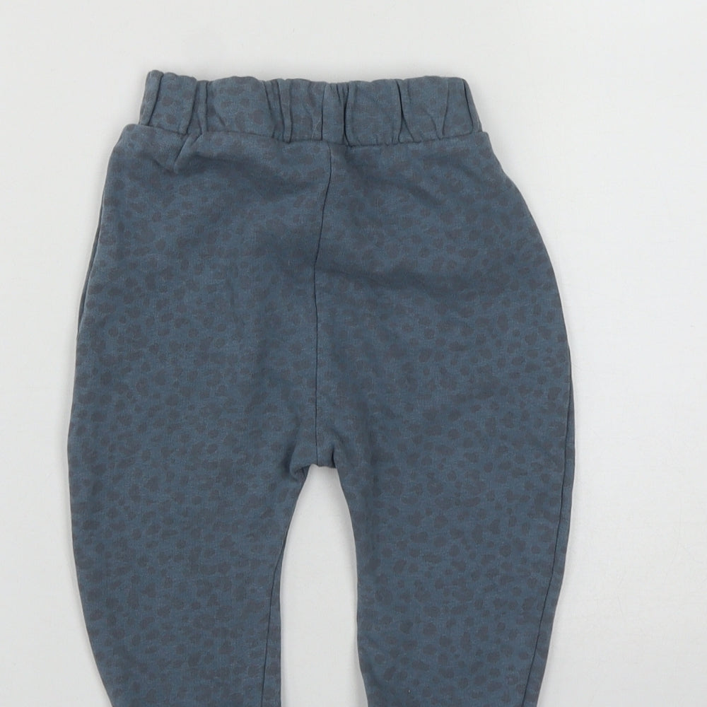 George Boys Blue Geometric Cotton Jogger Trousers Size 12-18 Months Drawstring