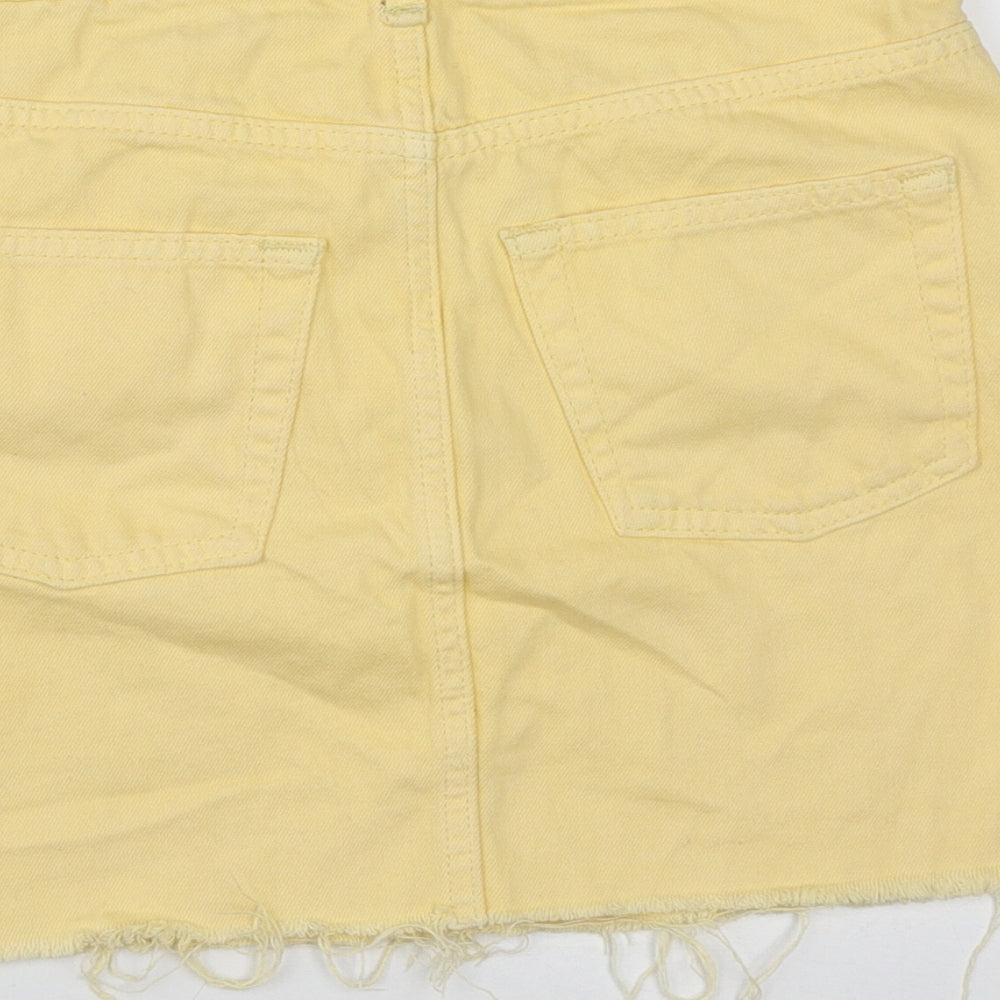 Topshop Womens Yellow Cotton Mini Skirt Size 6 Zip