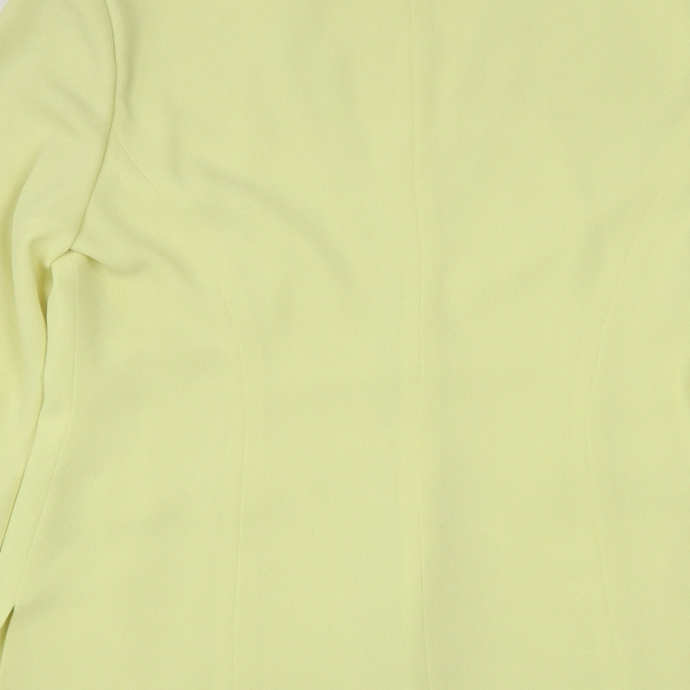 Gina Womens Yellow Geometric Jacket Size 12 Button