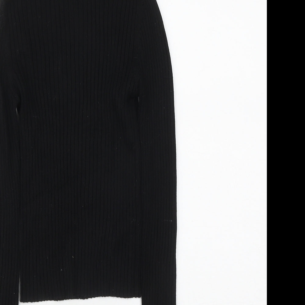 Stradivarius Womens Black High Neck Viscose Pullover Jumper Size S