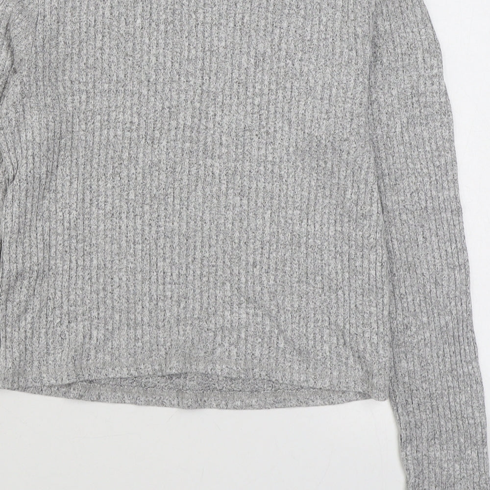 Miss Selfridge Womens Grey High Neck Polyester Pullover Jumper Size 10