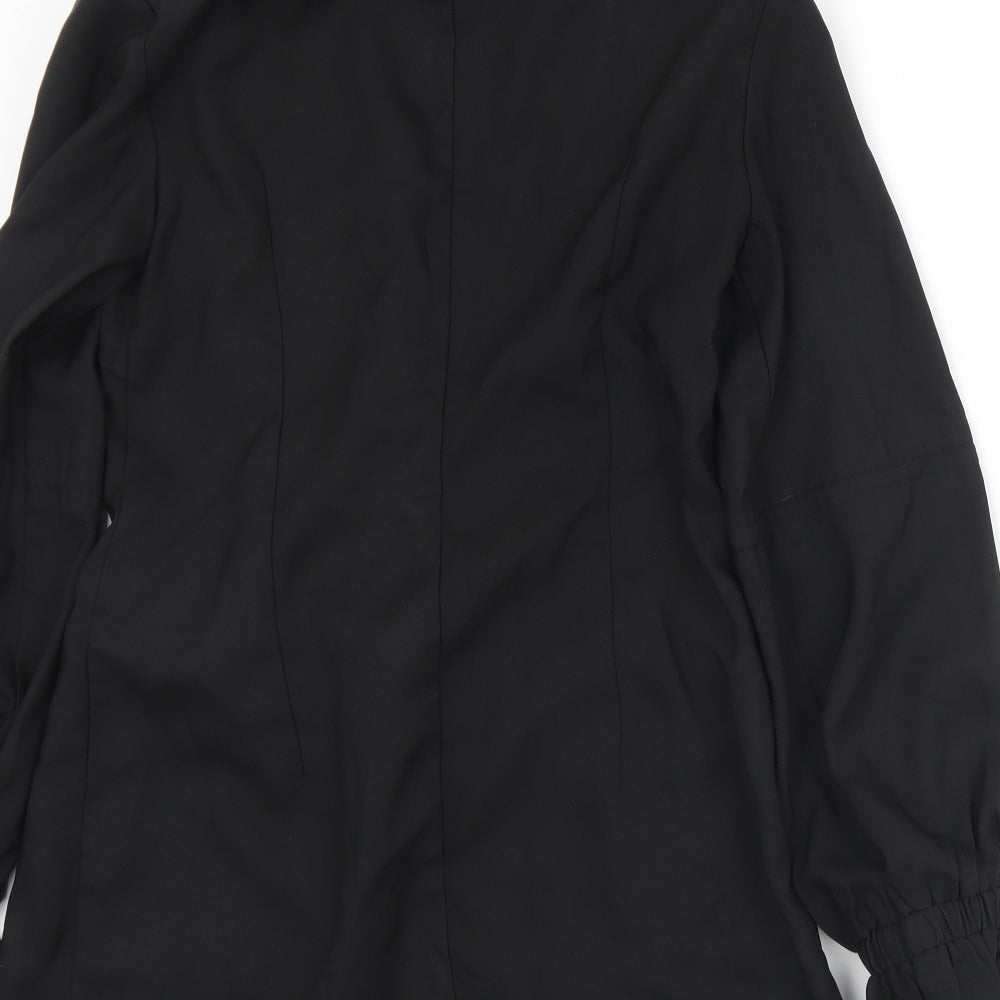 PRETTYLITTLETHING Womens Black Jacket Size 8 Button - Shoulder pads