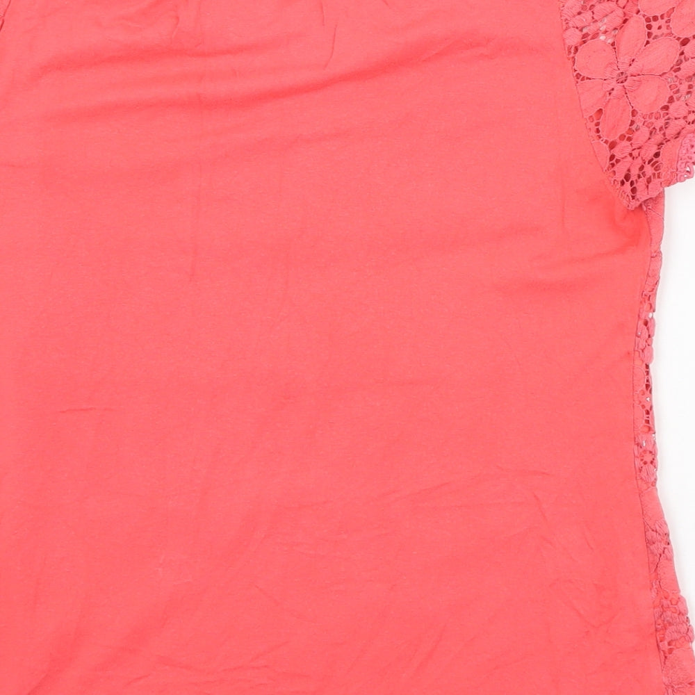 Oasis Womens Pink Polyamide Basic T-Shirt Size S Round Neck