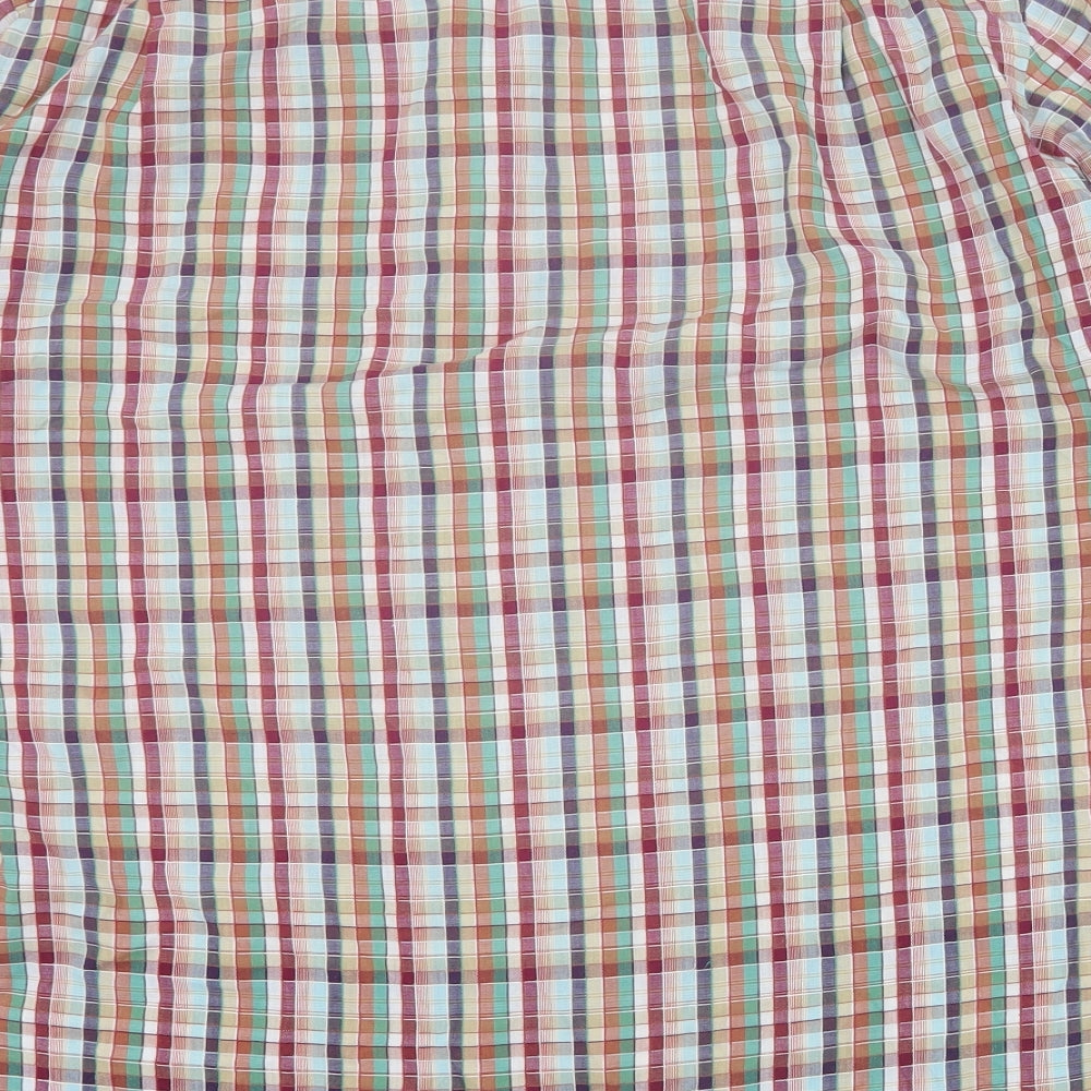 Peter England Mens Multicoloured Plaid Cotton Button-Up Size L Collared Button