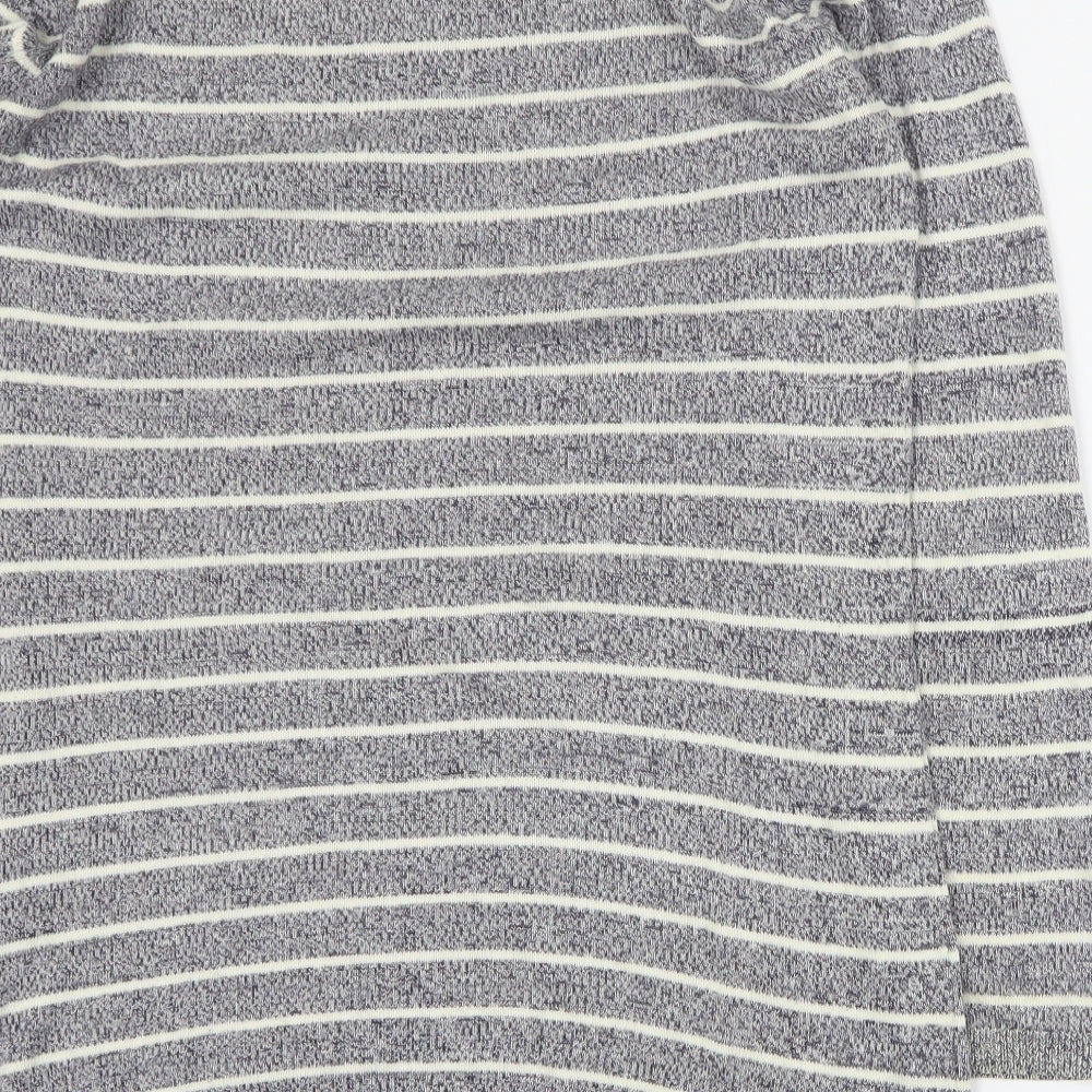 Boysens Womens Grey Round Neck Striped Polyester Pullover Jumper Size 14