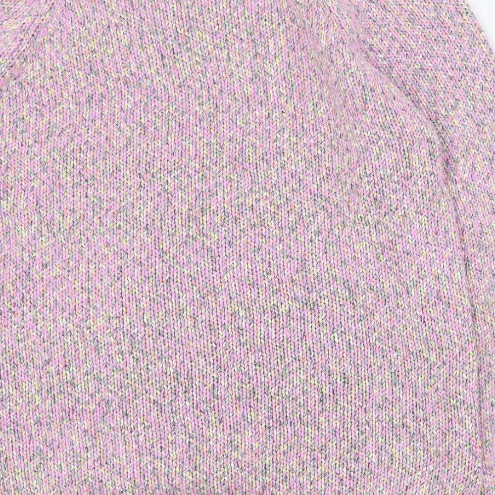 Marks & Spencer Womens Multicoloured V-Neck Acrylic Pullover Jumper Size 10