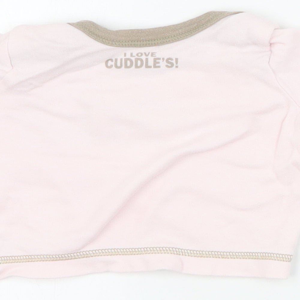 Matalan Baby Pink Cotton Basic T-Shirt Size 0-3 Months Round Neck Pullover - Slogan