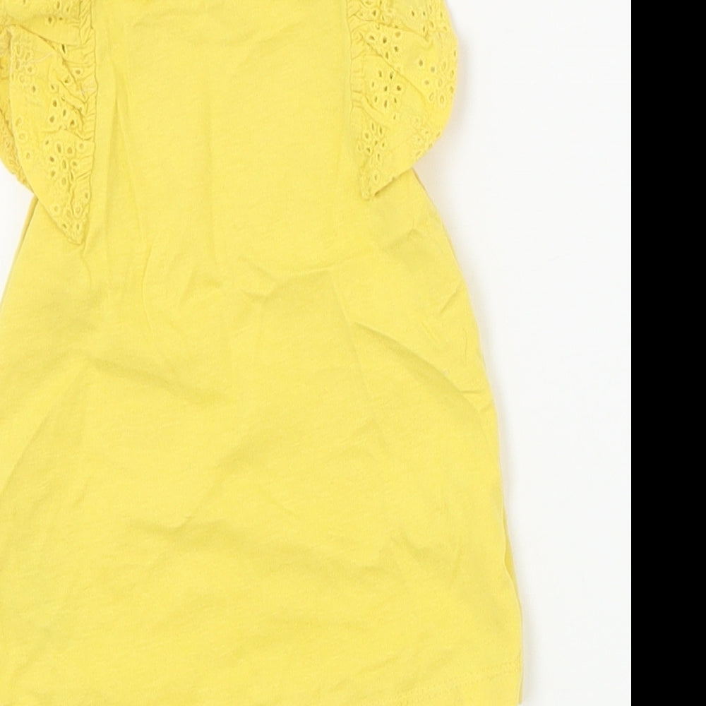 Next Baby Yellow Cotton Basic Tank Size 6-9 Months Round Neck Pullover