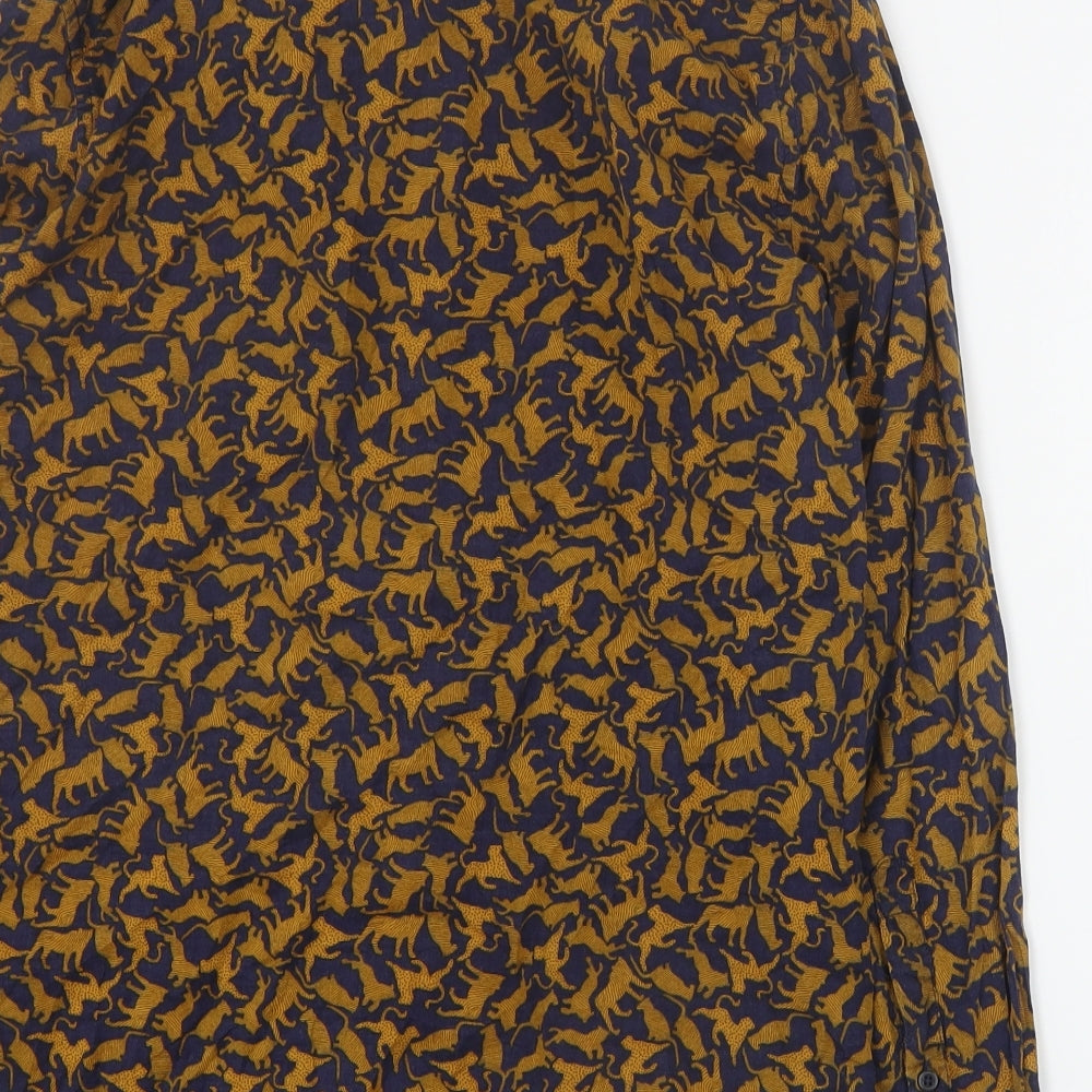H&M Mens Blue Geometric Viscose Button-Up Size S Collared Button - Animals