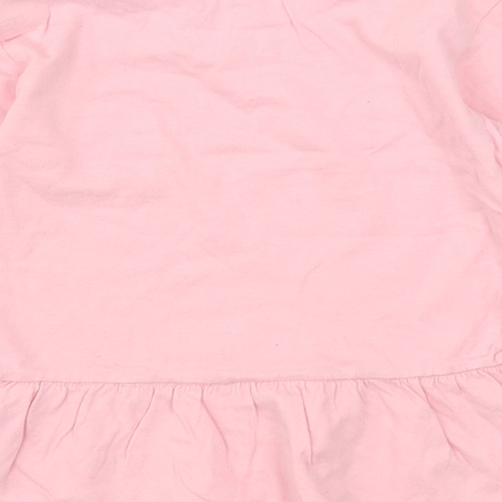 Lullaby Girls Pink Cotton Basic T-Shirt Size 12-18 Months Roll Neck