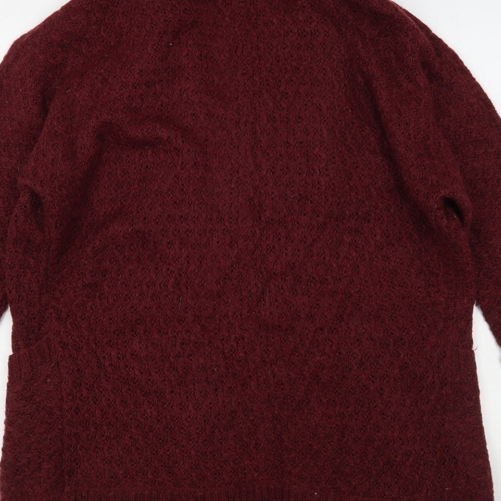 Papaya Womens Purple V-Neck Acrylic Cardigan Jumper Size S