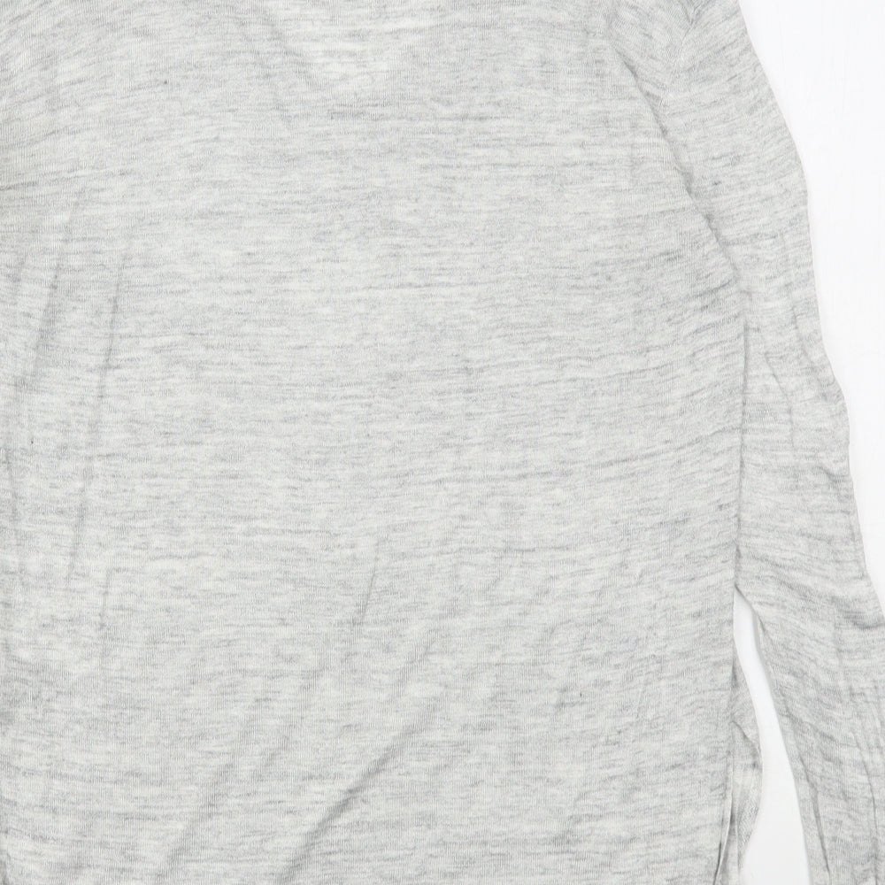 H&M Womens Grey V-Neck Viscose Pullover Jumper Size S