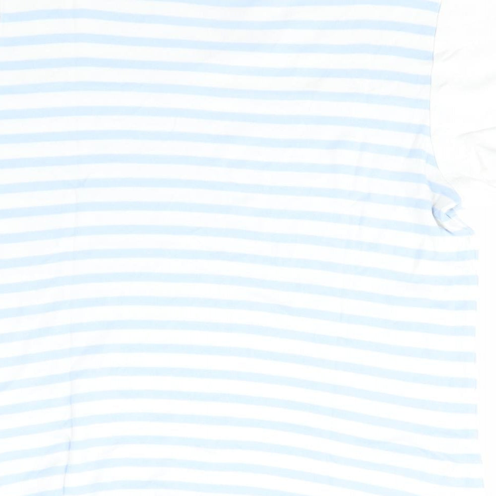 Isle Essentials Womens White Striped Cotton Basic T-Shirt Size L V-Neck