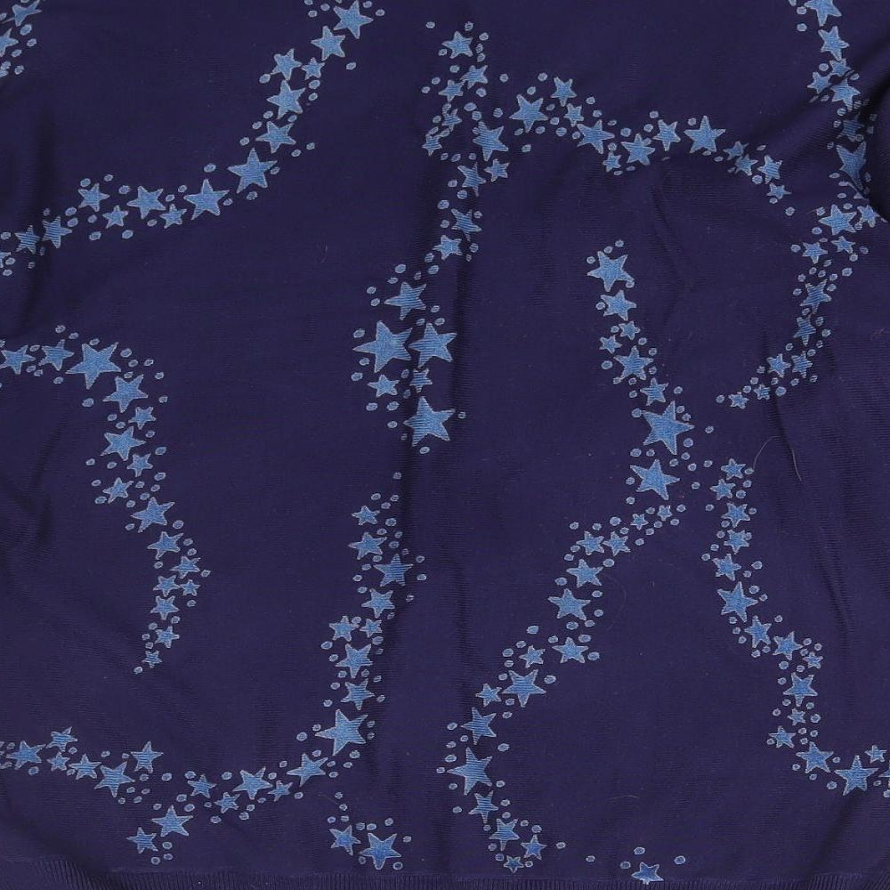 NEXT Womens Blue V-Neck Geometric Viscose Pullover Jumper Size S - stars